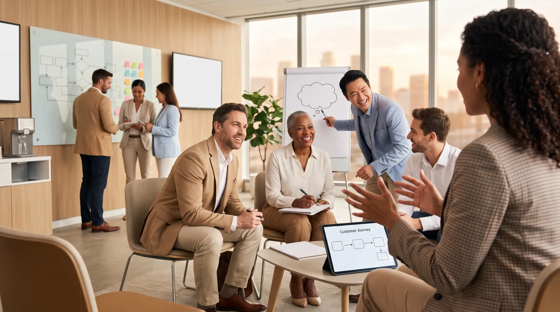 Curso de Servicio de Alcindente para Empresas en Costa Rica Un grupo de profesionales está decidiendo una capacitación de servicio al cliente para empresas en Costa Rica